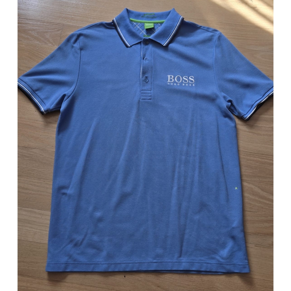 BOSS Hugo Boss Men's Embroidered Logo Polo Shirt in Classic Blue, Size Large